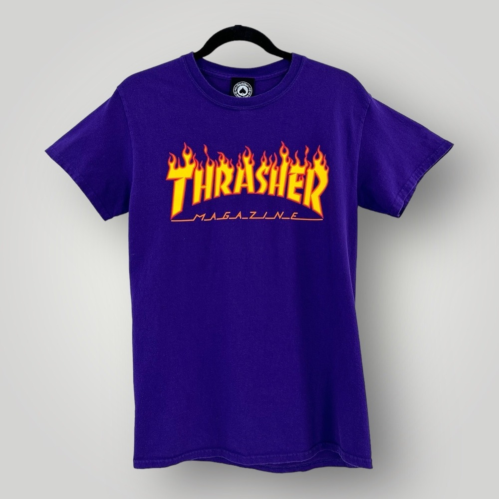 Thrasher Magazine Shirt Mens S Purple Skateboarding Graphic Tee Y2K Grunge